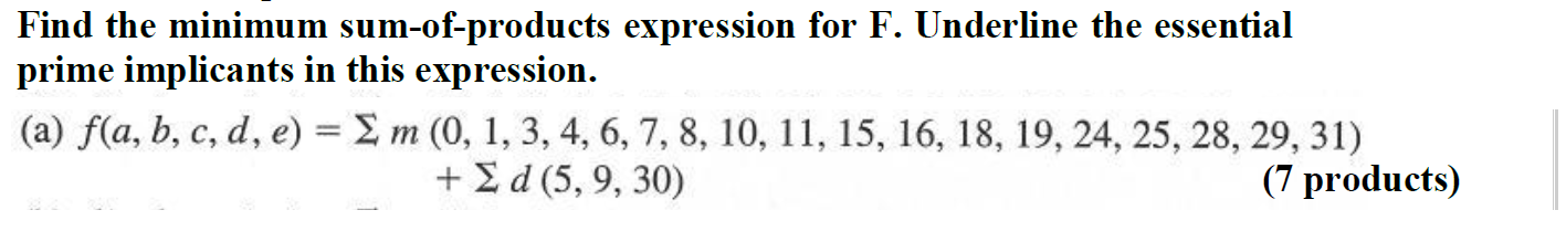 Solved Find the minimum sum-of-products expression for F. | Chegg.com