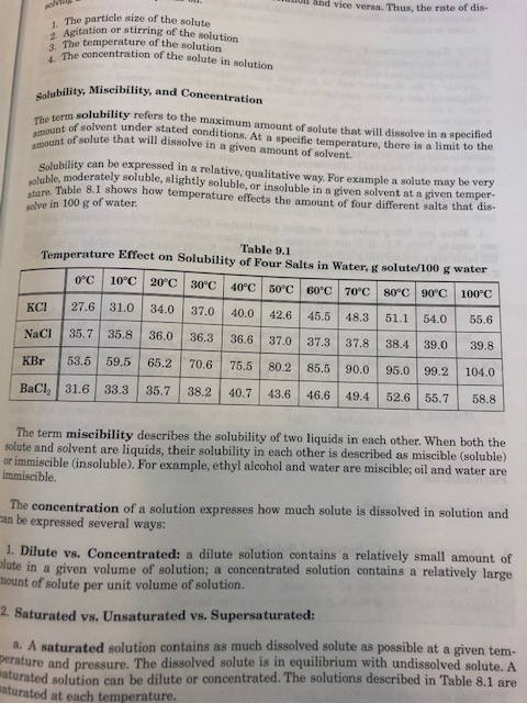 Solved 2 A Solution Of Kcl Is Saturated At 500c Use