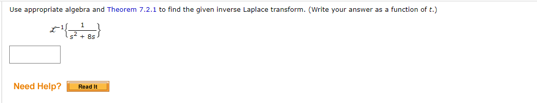 Solved L−1{s2+8s1} 