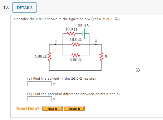 Solved 10. DETAILS Consider the circuit shown in the figure | Chegg.com