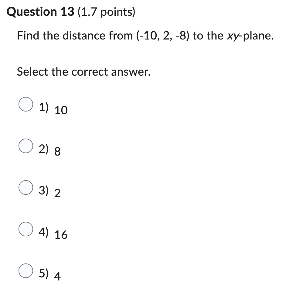 Solved Question 13 (1.7 Points) Find The Distance From | Chegg.com