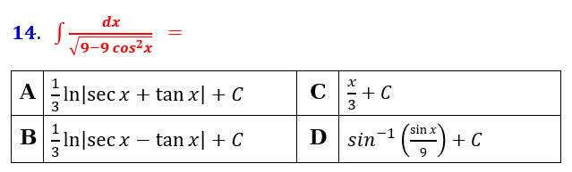 \( \int \frac{d x}{\sqrt{9-9 \cos ^{2} x}}= \)