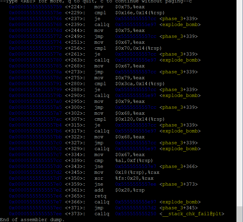 Dump of assembler code for function phase_3: | Chegg.com