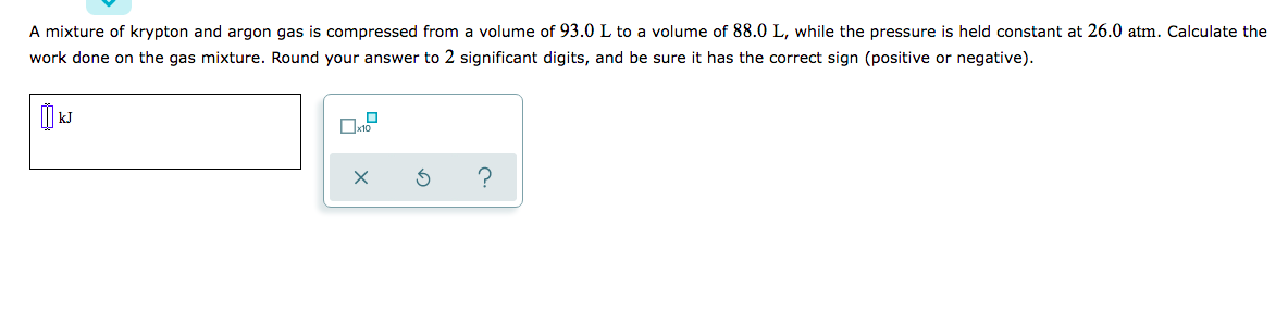 Solved A mixture of krypton and argon gas is compressed from | Chegg.com