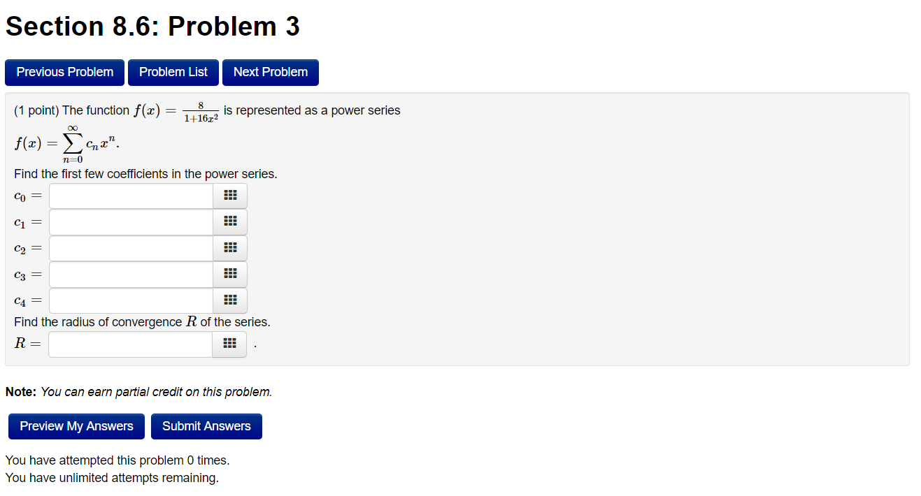 Solved Section 8.6: Problem 3 Previous Problem Problem List | Chegg.com