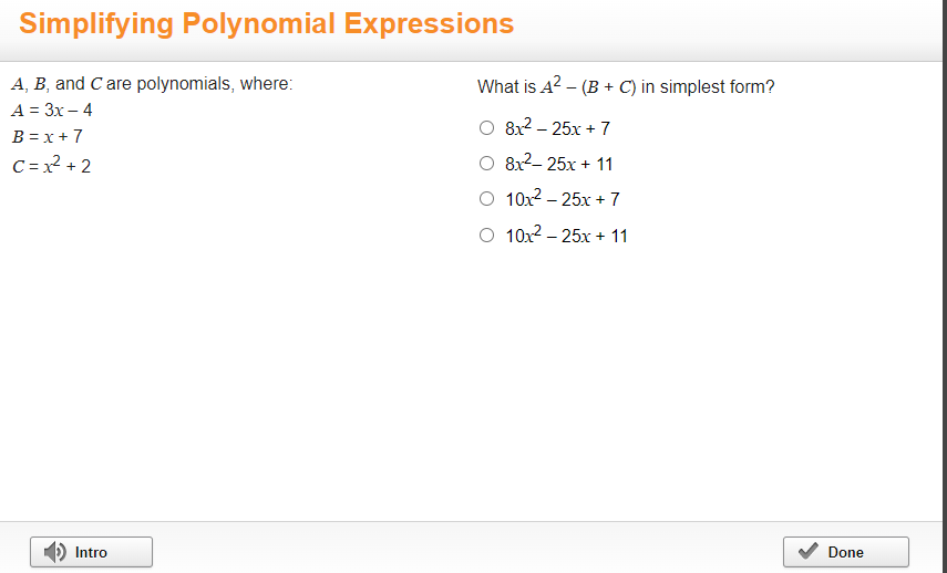 Solved Simplifying Polynomial Expressions A,B, And C Are | Chegg.com