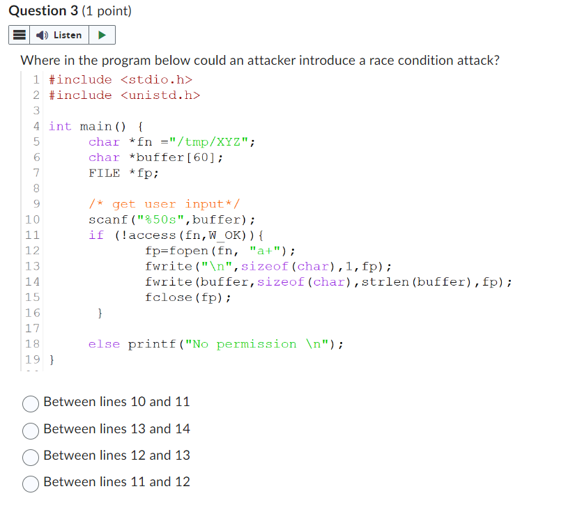 Solved ere in the program below could an attacker introduce | Chegg.com