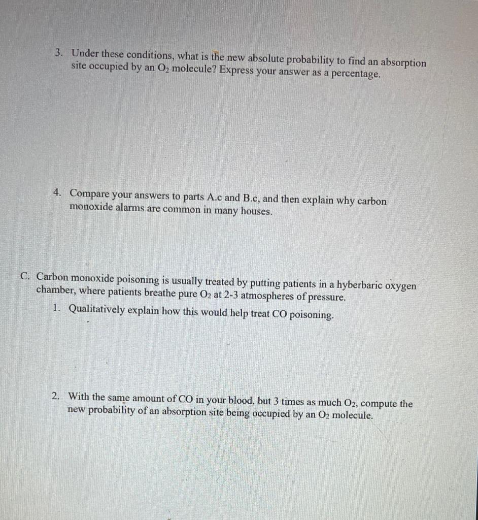 Solved Problem 2: Oxygen transport and carbon monoxide | Chegg.com