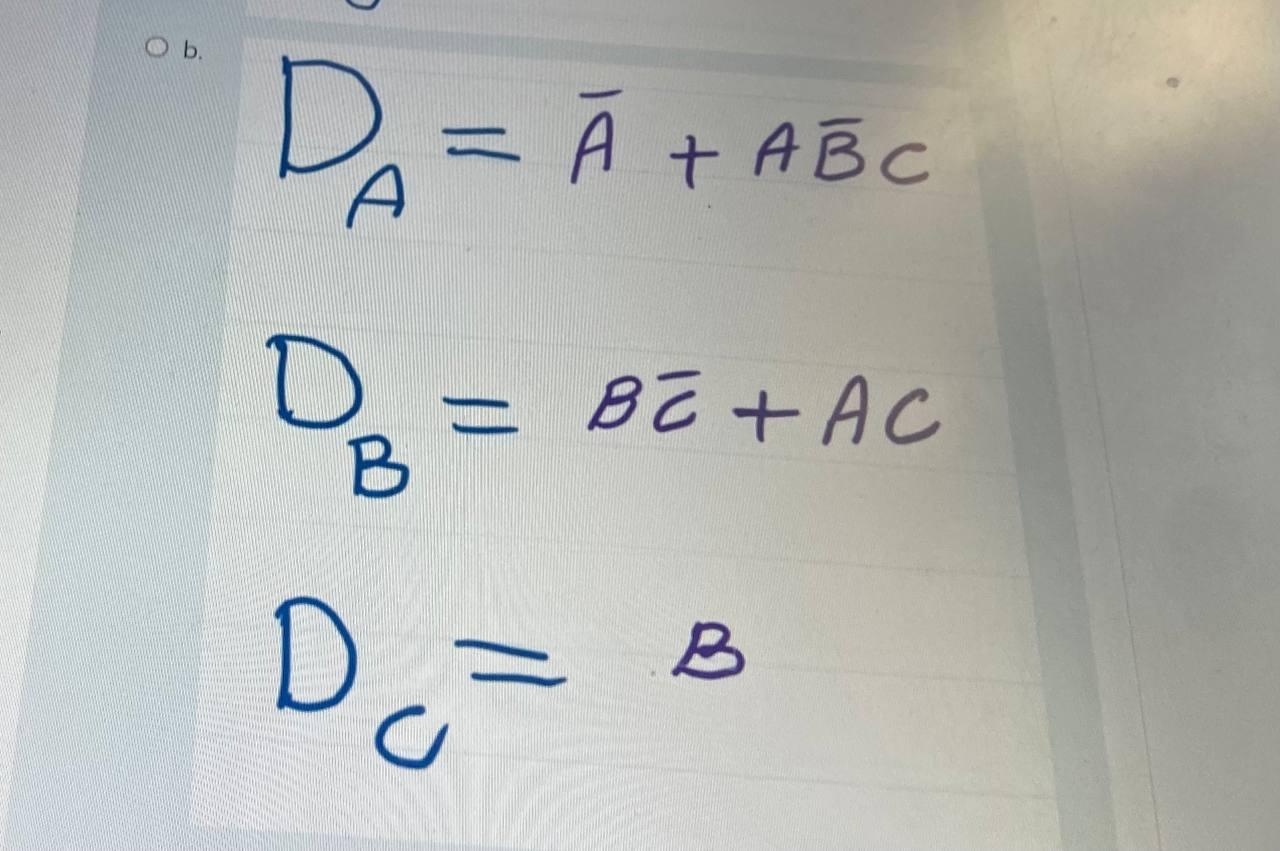 Solved DA=B+AˉC+ACˉDB=ABˉDC=B+CˉDA=Aˉ+ABˉCDB=BCˉ+ACDC=BDA=BC | Chegg.com