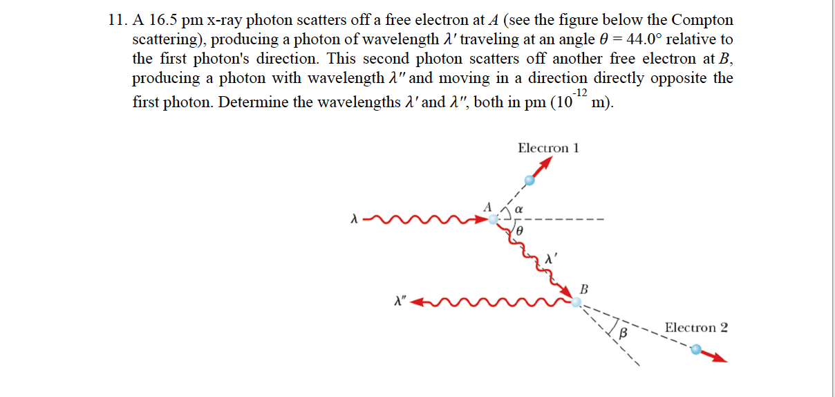 Solved 11. A 16.5pm x-ray photon scatters off a free | Chegg.com