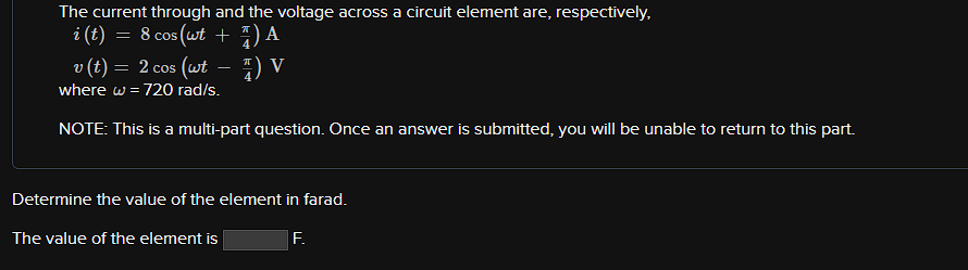 Solved The current through and the voltage across a circuit | Chegg.com