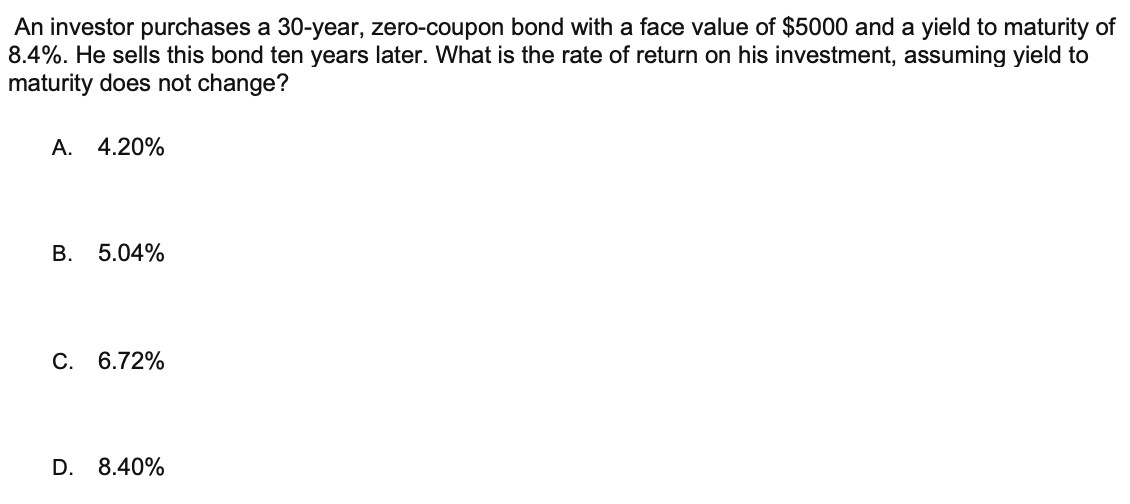 Solved An investor purchases a 30year, zerocoupon bond