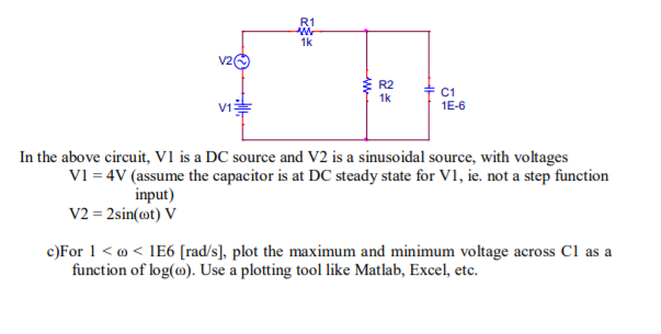 Solved R1 Wr 1k V2 R2 1k C1 1E-6 In the above circuit, vi is | Chegg.com