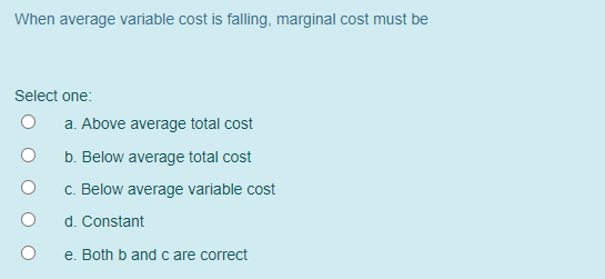 if marginal cost is below average variable cost