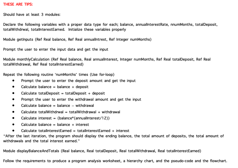 Solved Hello! I need a PSEUDOCODE (in modular design. | Chegg.com