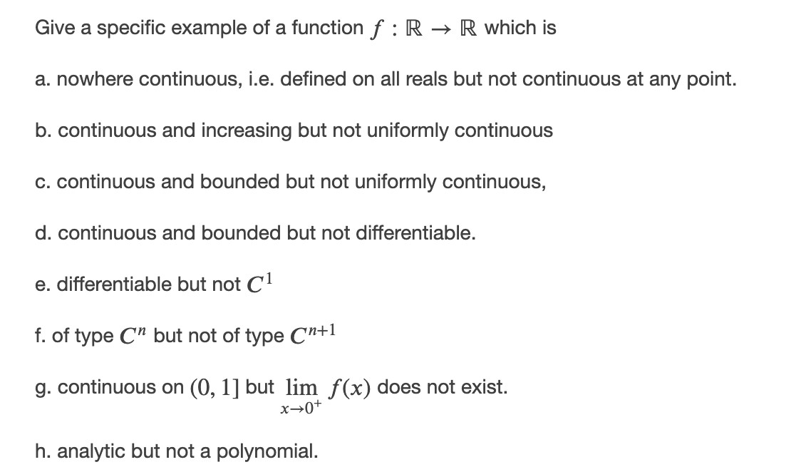 Solved Give A Specific Example Of A Function F R R Whic Chegg Com