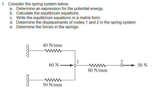 Solved Consider the spring system below.a. ﻿Determine an | Chegg.com