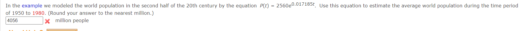 Solved In the example we modeled the world population in the | Chegg.com