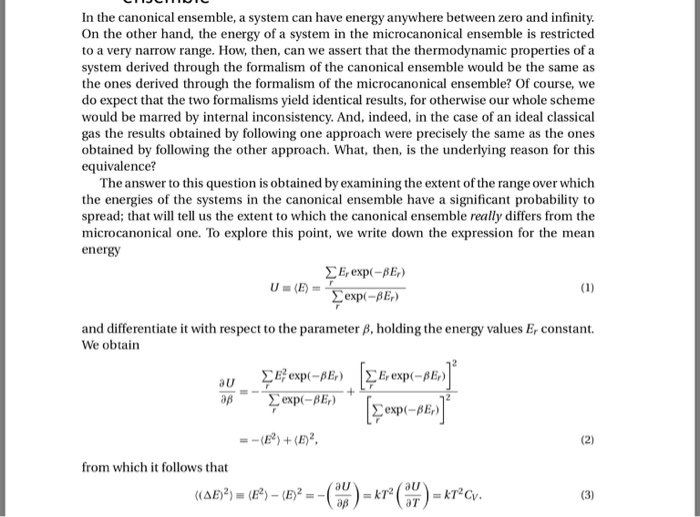 Solved In the canonical ensemble, a system can have energy | Chegg.com