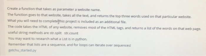 Solved Create a function that takes as parameter a website | Chegg.com