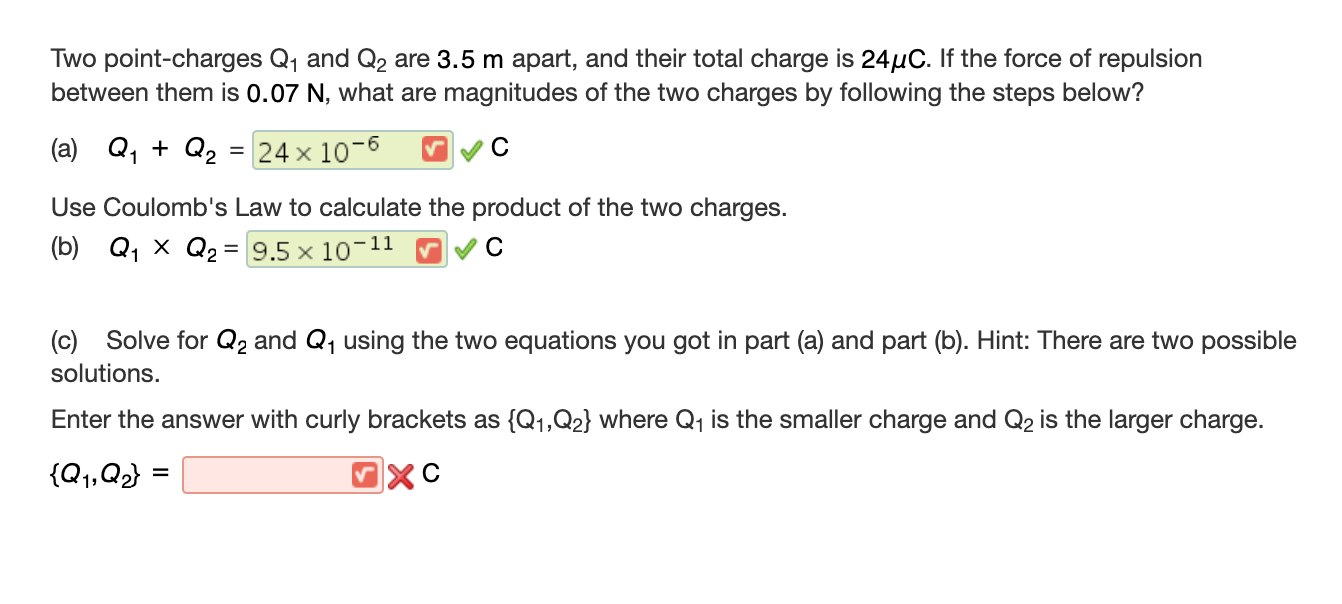 Solved Two Point-charges Q1 And Q2 Are 3.5 M Apart, And | Chegg.com