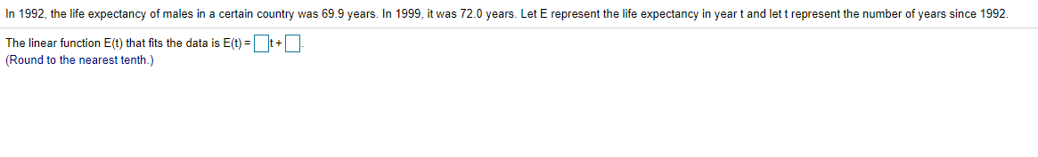 Solved In 1992 , the life expectancy of males in a certain | Chegg.com
