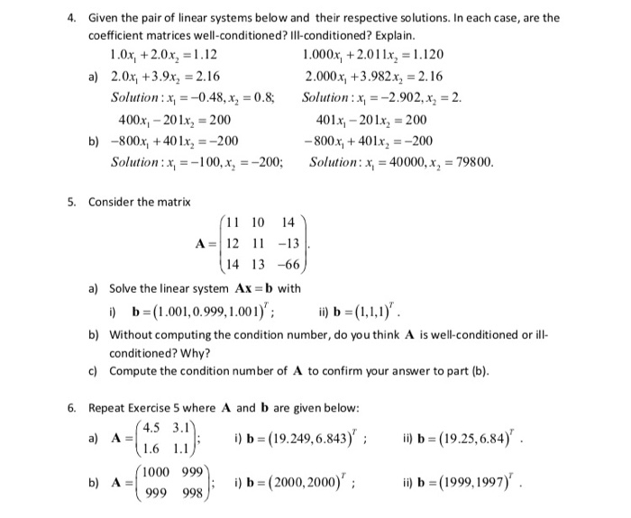 Solved 4. Given the pair of linear systems below and their | Chegg.com