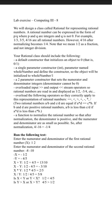 Solved Lab exercise Computing III 8 We will design a class | Chegg.com