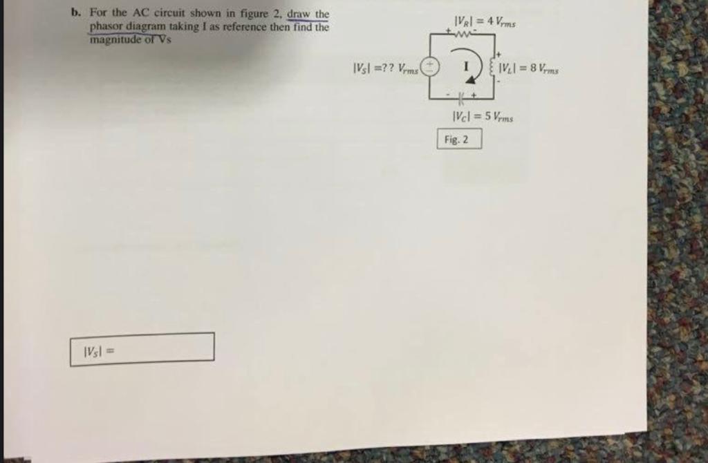 Solved b. For the AC circuit shown in figure 2, draw the | Chegg.com