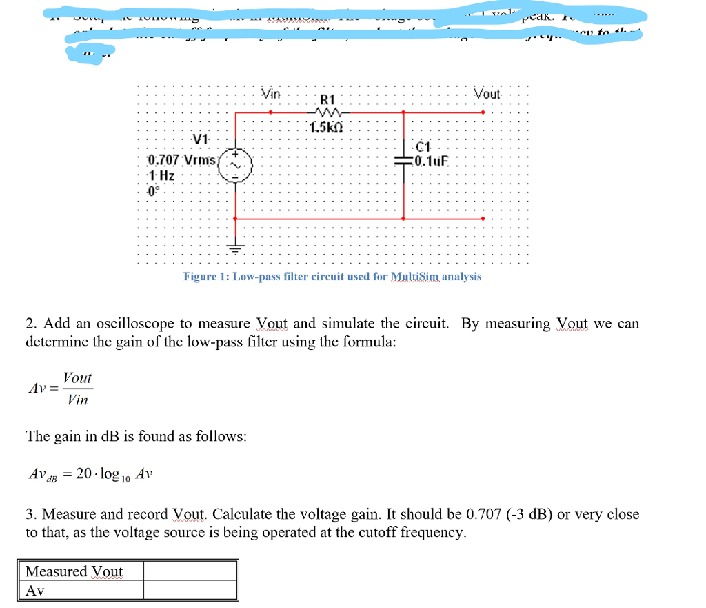 Solved . . . Vin .. . : : . Vout V1 C1 : 0,707 Vrms:::: 0° | Chegg.com