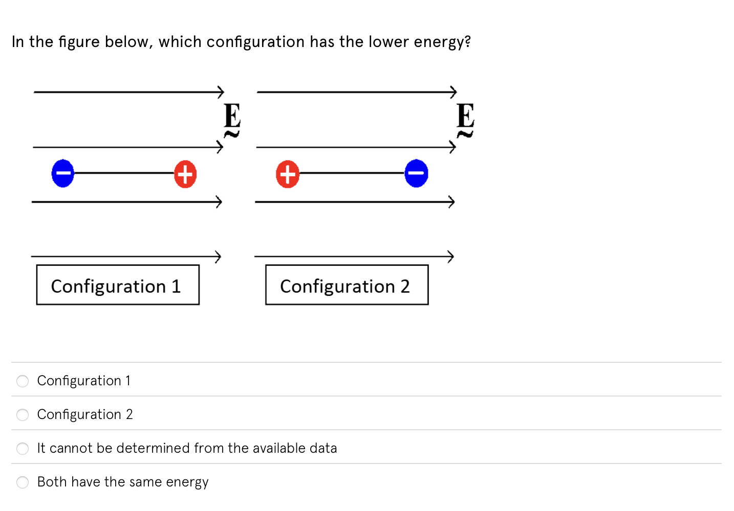 Solved In The Figure Below, Which Configuration Has The | Chegg.com