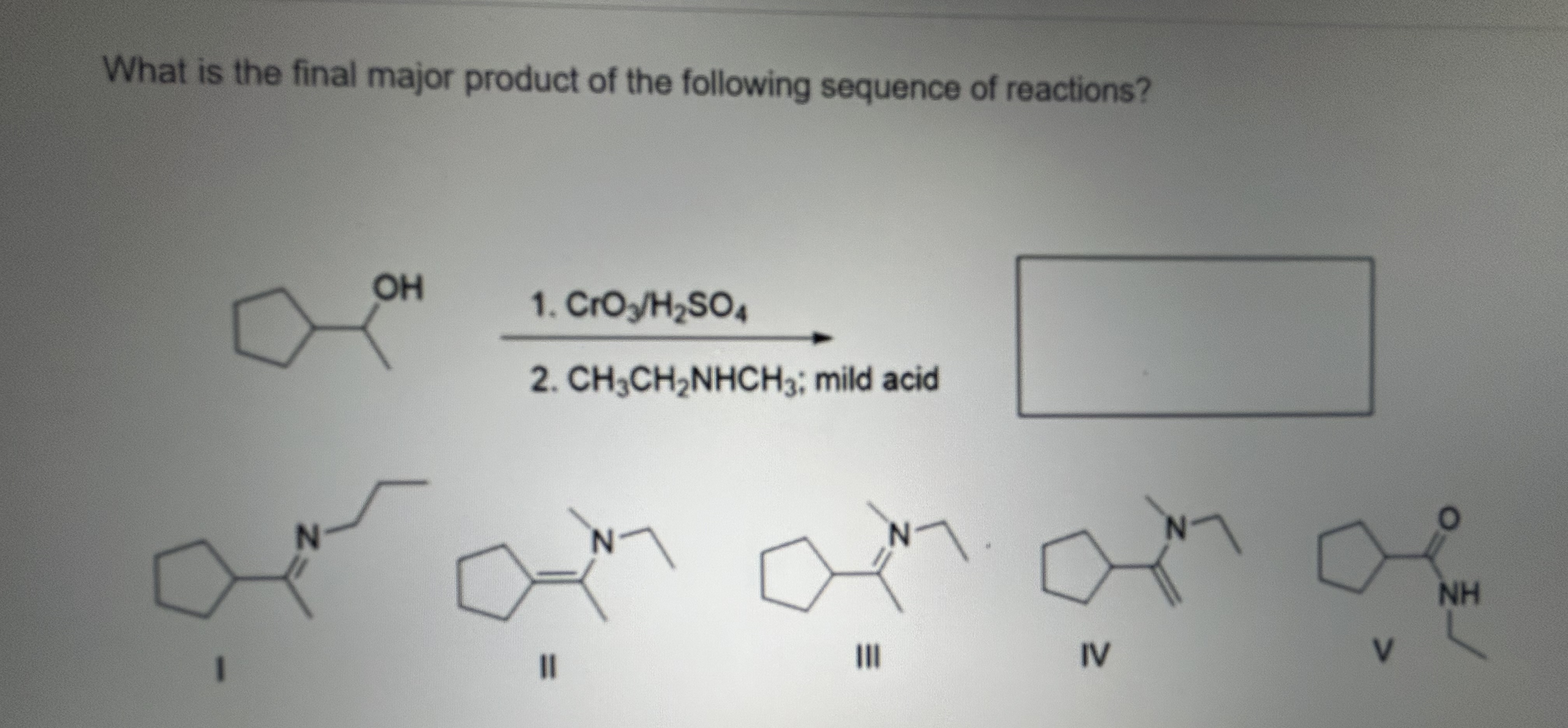 Solved What Is The Final Major Product Of The Following