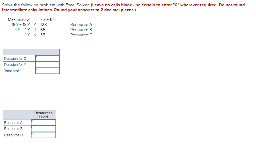 Solved Solve the following problem with Excel Solver: (Leave | Chegg.com