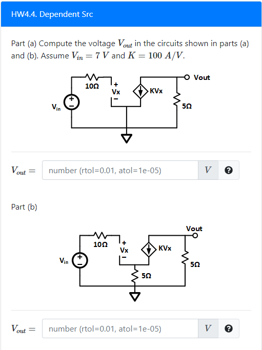 Solved HW4.4. Dependent Src Part (a) Compute the voltage | Chegg.com