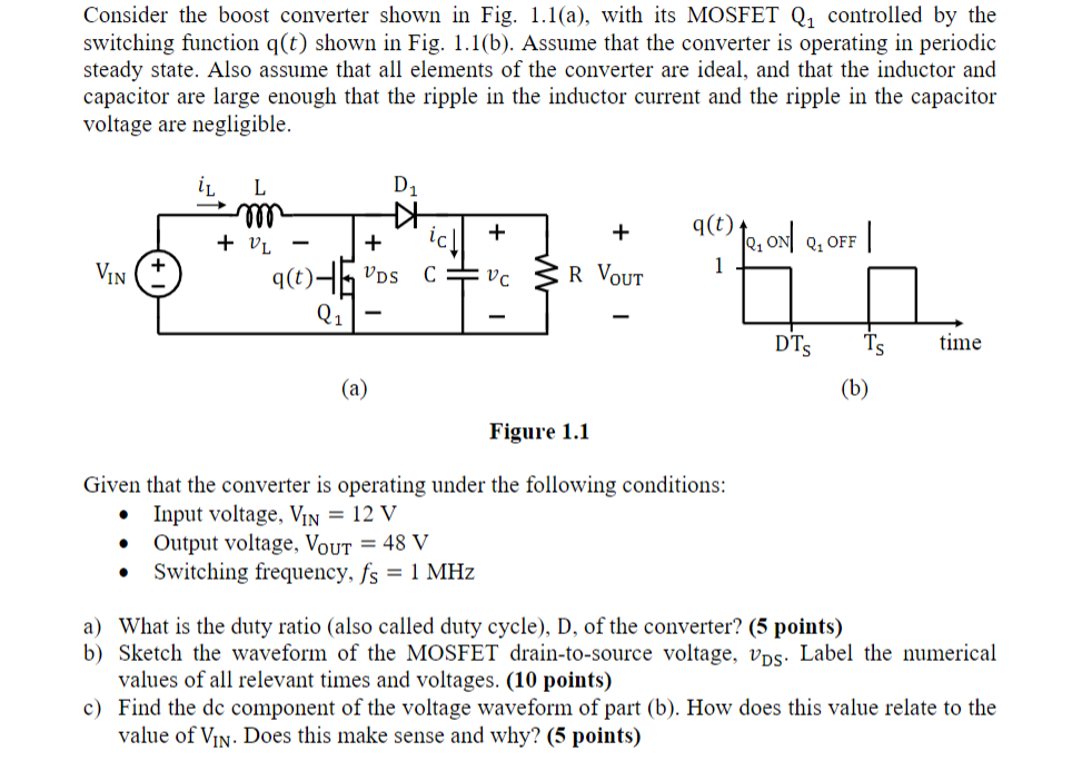 Solved Consider The Boost Converter Shown In Fig. 1.1(a), | Chegg.com