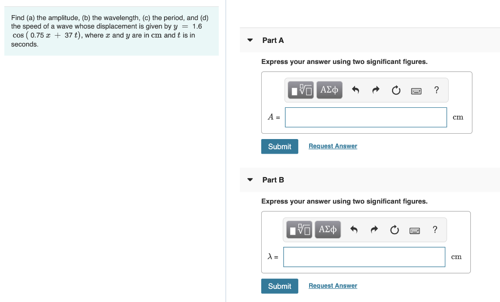 Solved Find (a) the amplitude, (b) the wavelength, (c) the | Chegg.com