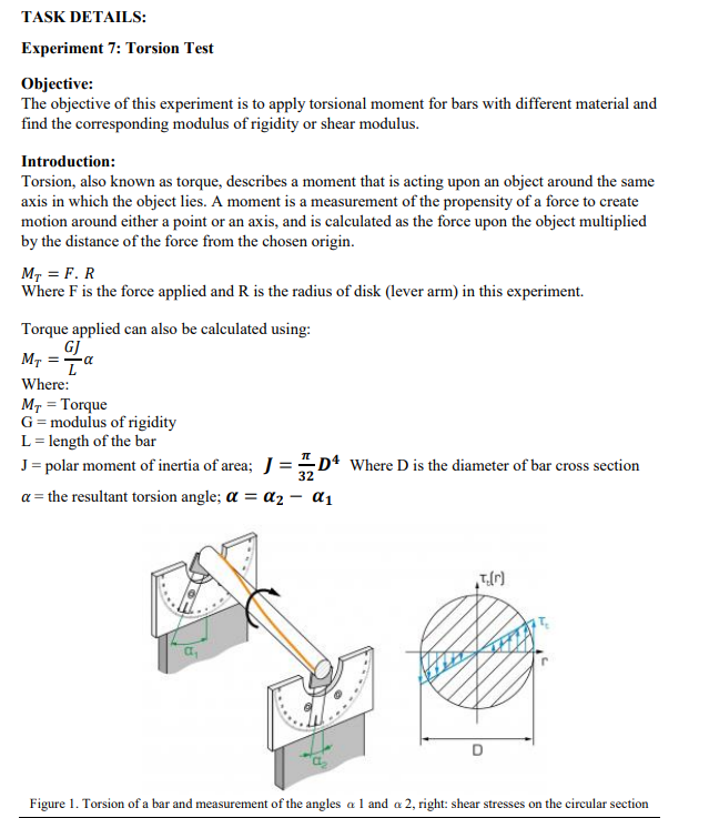 torsion test experiment report