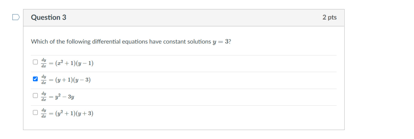 Solved Question 3 2 pts Which of the following differential | Chegg.com