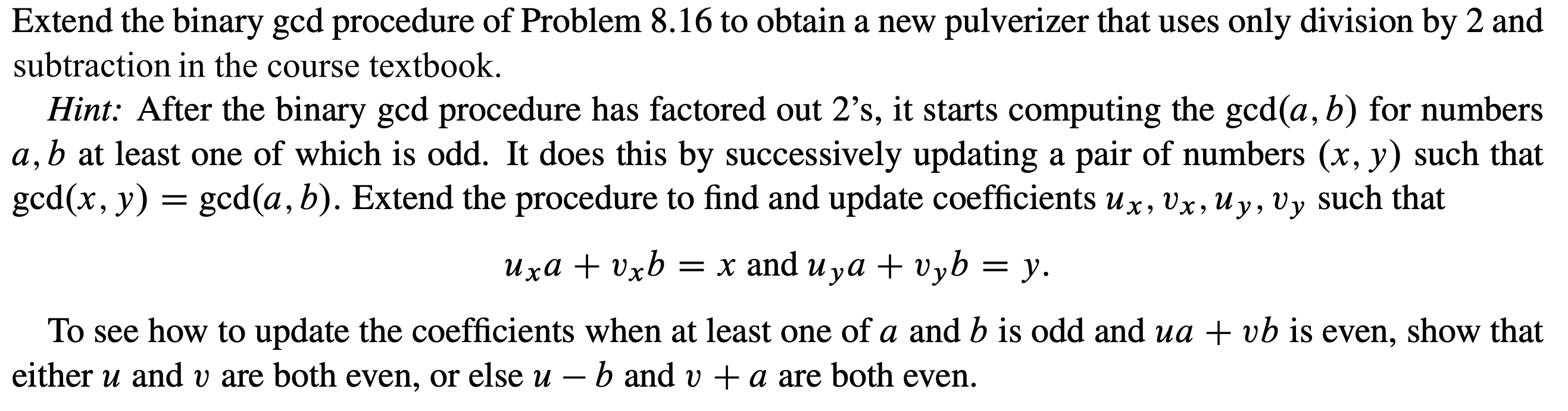 Problem 8.16. The Binary GCD state machine computes | Chegg.com