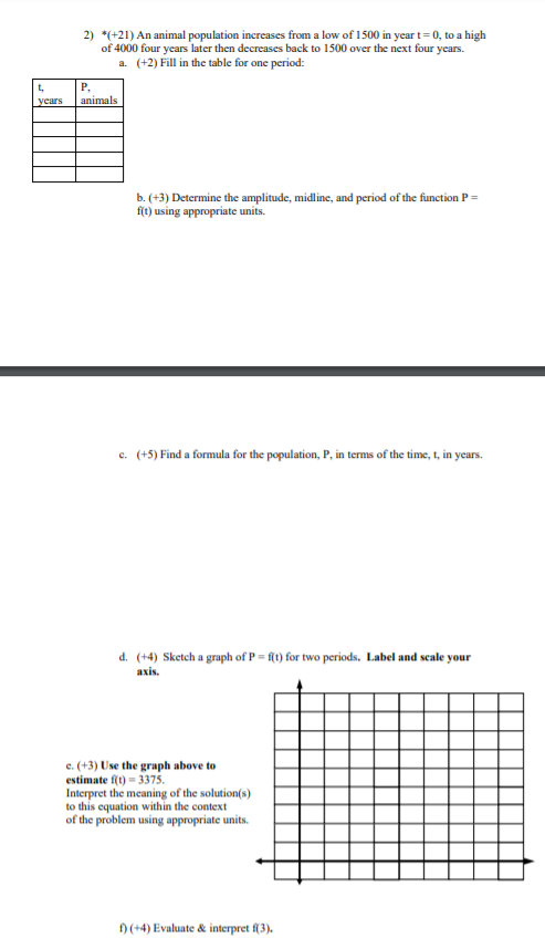 Solved 2) *(+21) An animal population increases from a low | Chegg.com