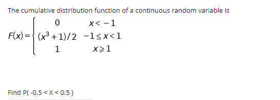Solved The cumulative distribution function of a continuous | Chegg.com