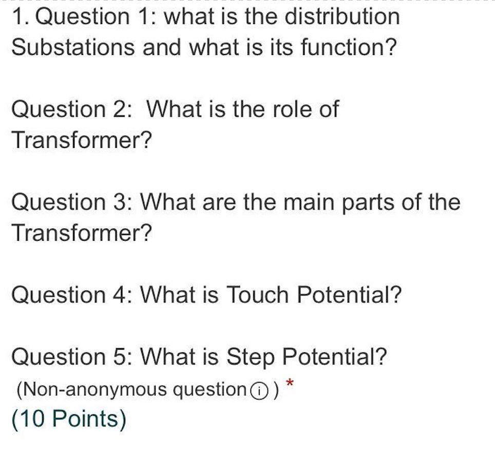 Solved 1. Question 1: What Is The Distribution Substations | Chegg.com