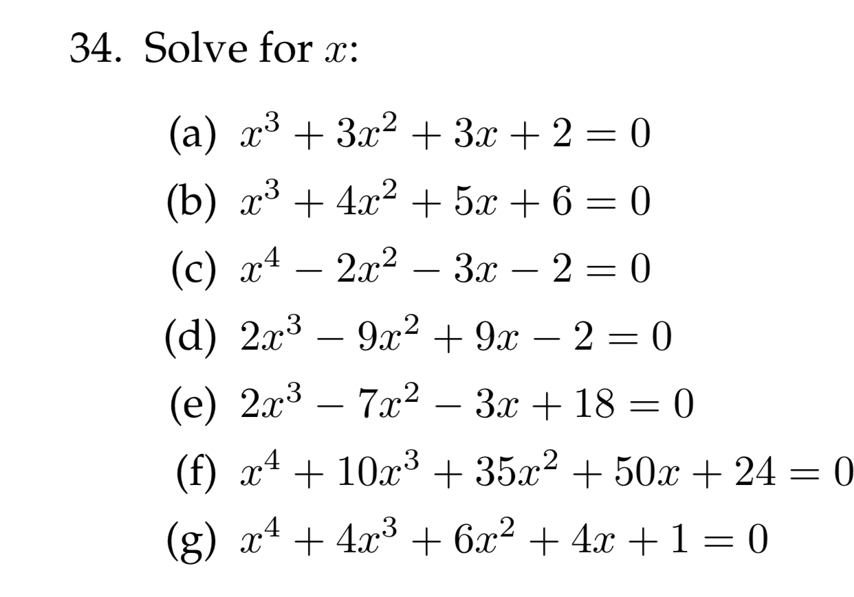 x 2 3x 4 x 3 )= 0