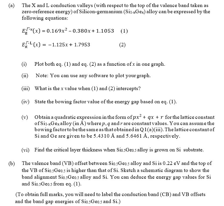 A The X And L Conduction Valleys With Respect T Chegg Com