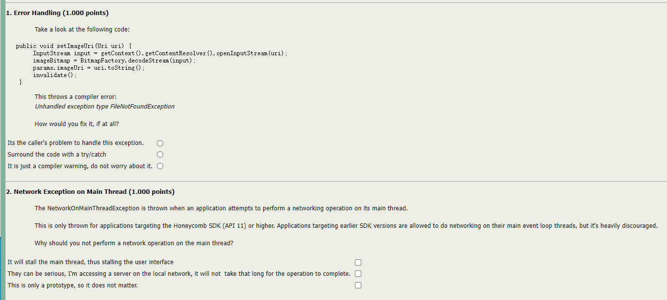 Solved 1. Error Handling ( points) Take a look at the 