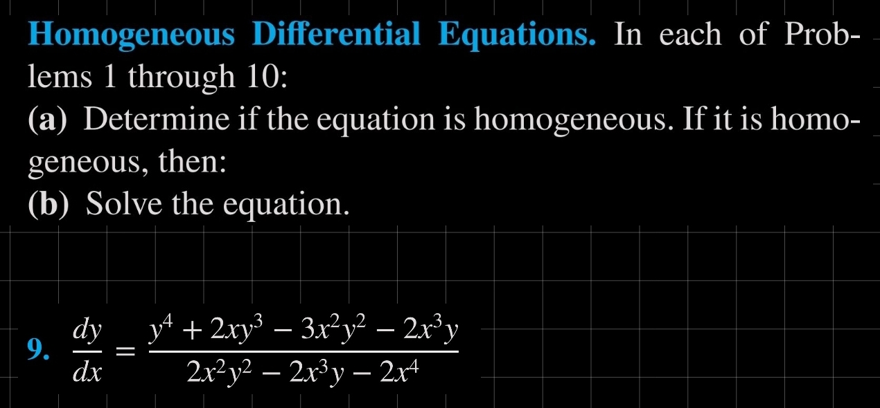 Solved Homogeneous Differential Equations. In each of | Chegg.com