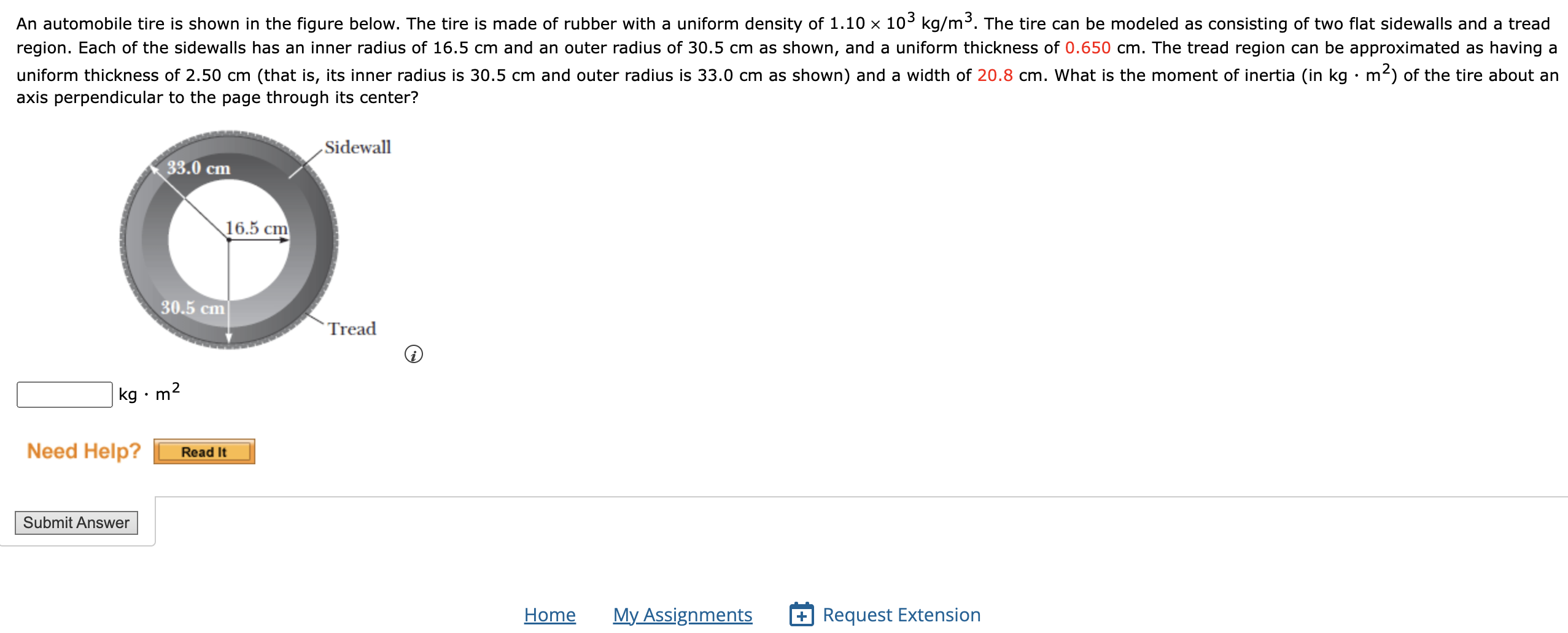 Solved An automobile tire is shown in the figure below. The | Chegg.com