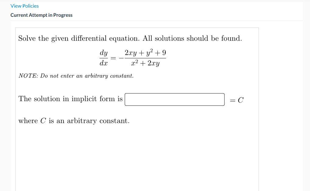 Solved Solve The Given Differential Equation All Solutiouns Chegg Com