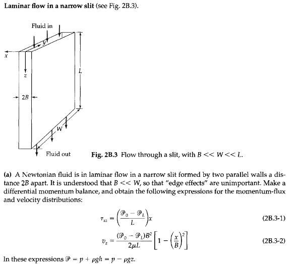 Solved Laminar flow in a narrow slit (see Fig. 2B.3). ig. | Chegg.com