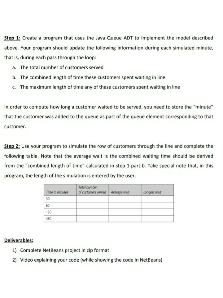 Solved You need to use a queue to simulate the row of | Chegg.com